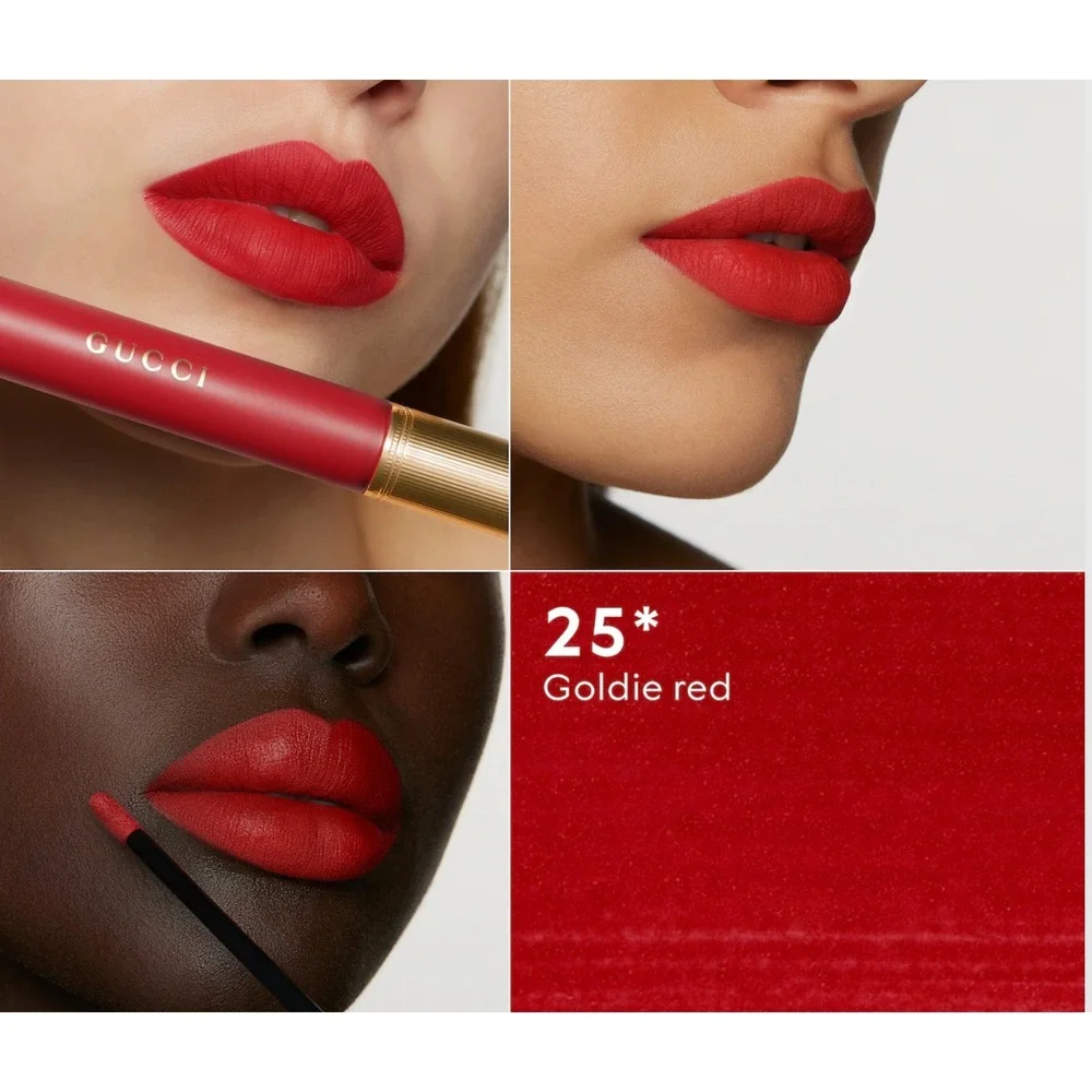 Gucci Rouge A Levres Liquide Mat Liquid Matte Lip Color 25 Goldie Red NWB Luxury